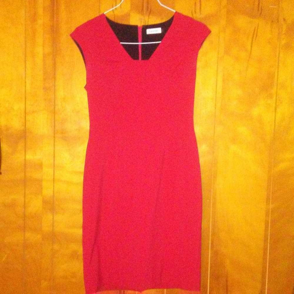 Calvin Klein Red Sheath Dress Size 4